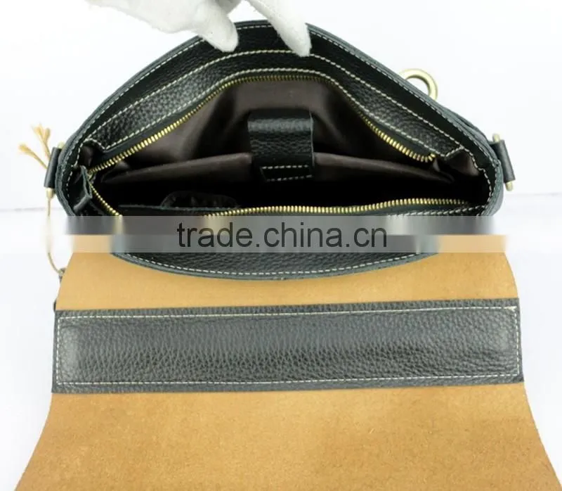 China supplier low price fashion men black genuine leather briefcase