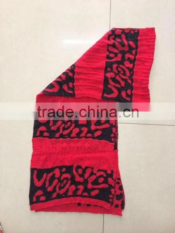 Stock Item wholesale lady red and black stripe knitted scarf