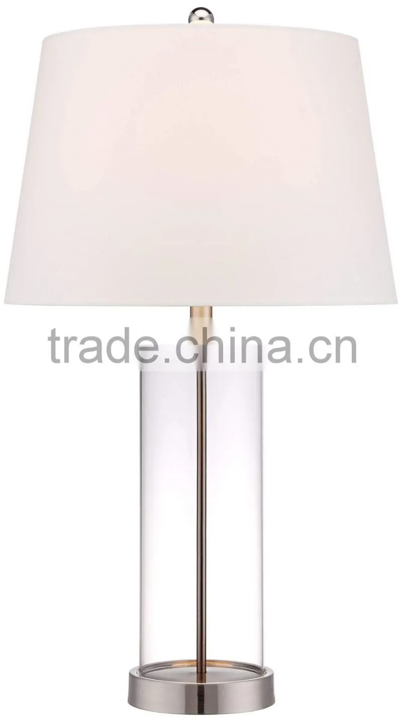11.22-2 bottom metal trim in shimmering Collectible or decorative objects Glass and Steel Cylinder Fillable Table Lamp