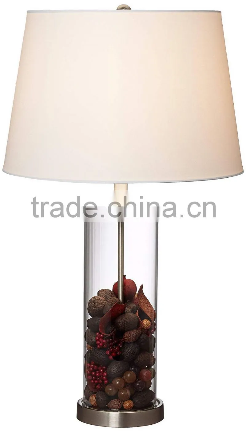 11.22-2 bottom metal trim in shimmering Collectible or decorative objects Glass and Steel Cylinder Fillable Table Lamp
