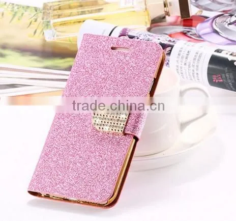 Bling Flip Shiny Diamond Deluxe Wallet Leather cover Case for iphone 6 Diamond Bling PU Leather Flip Cover