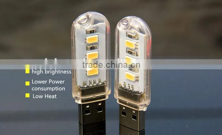Mini USB LED Light 3 LED Portable Mini USB 3 LED USB LED lamp with high power for night light