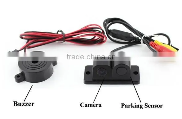 Integrated car rear view camera with visible parking sensor with waterproof car camera