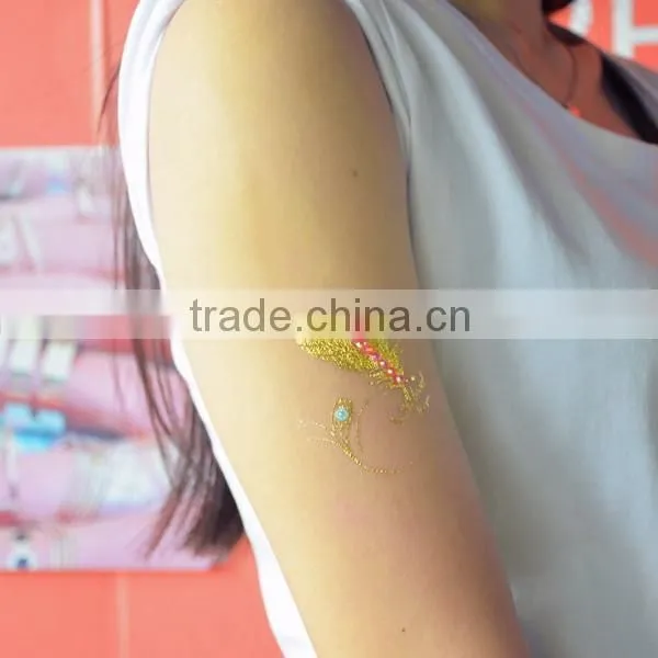 custom hot sale rhinestone metallic tattoo acrylic foil temporary tattoo stickers