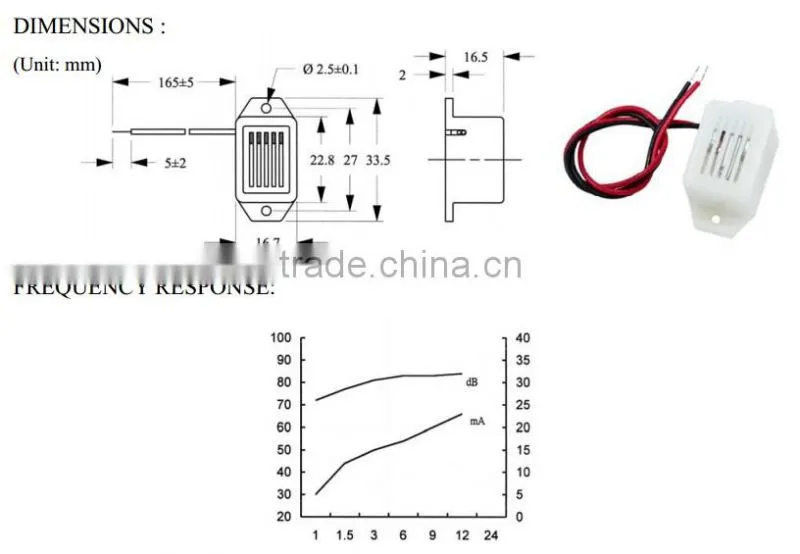 FB-03 3v small miniature piezoelectrics buzzer with wire (FBELE)