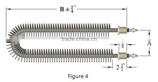 U shape 1kwatts High power industrial finned tubular heater