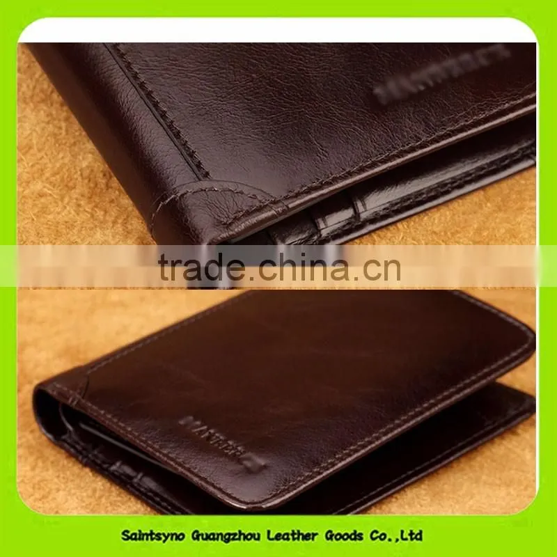 16411 Customized logo genuine leather men wallet