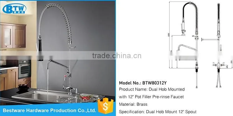 factory OEM&ODM Commercial Pre-rinse long neck brushed treatment 304 stainless steel health water faucet