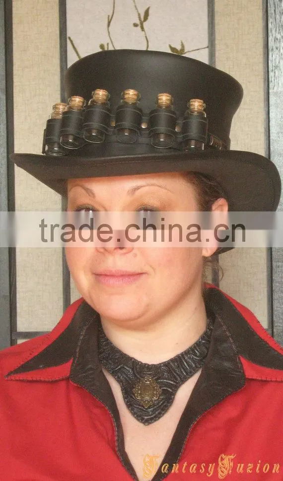 Steampunk Hat Fashion Victorian Fantasy Leather Top Hat