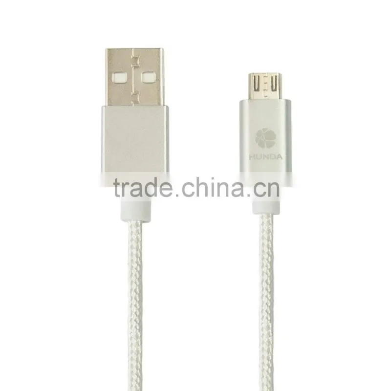 Black White Micro Nylon Braided Durable Data Transfer Charging Micro USB Cable for Android Mobile Phone