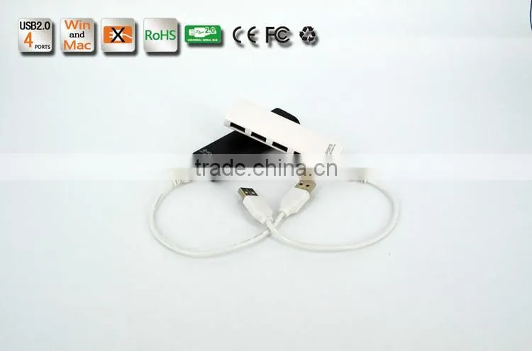 Slim shape but High Speed 480MBPS usb2.0 4 por hub form usb por hub suppliers with Plastic Casing