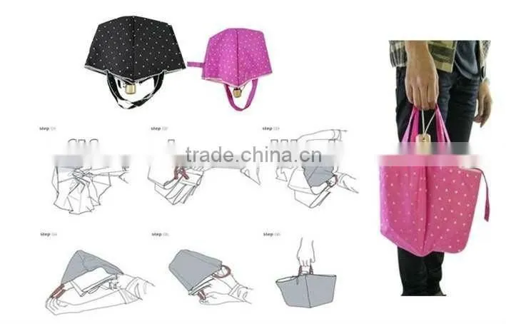 F250D popular 3 folding lady shopping bag umbrella with UV
