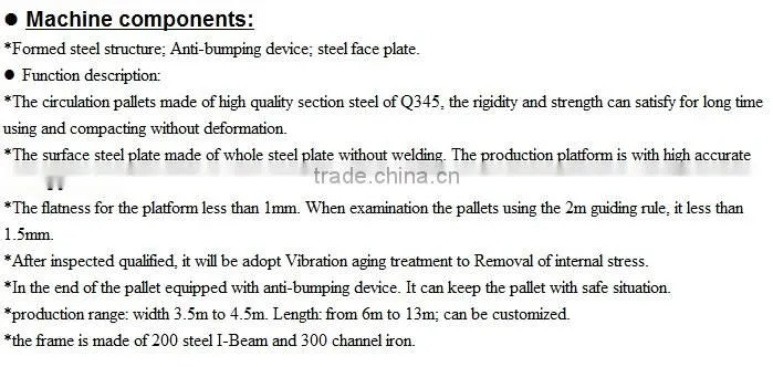 pallet circulation system for precast concrete elements production, stationary,