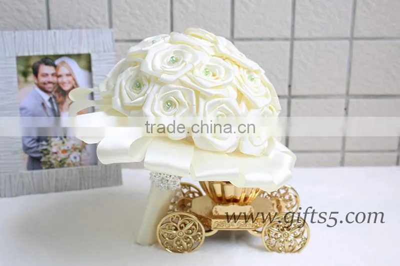2016 latest handmade wedding flower bouquet with crystals