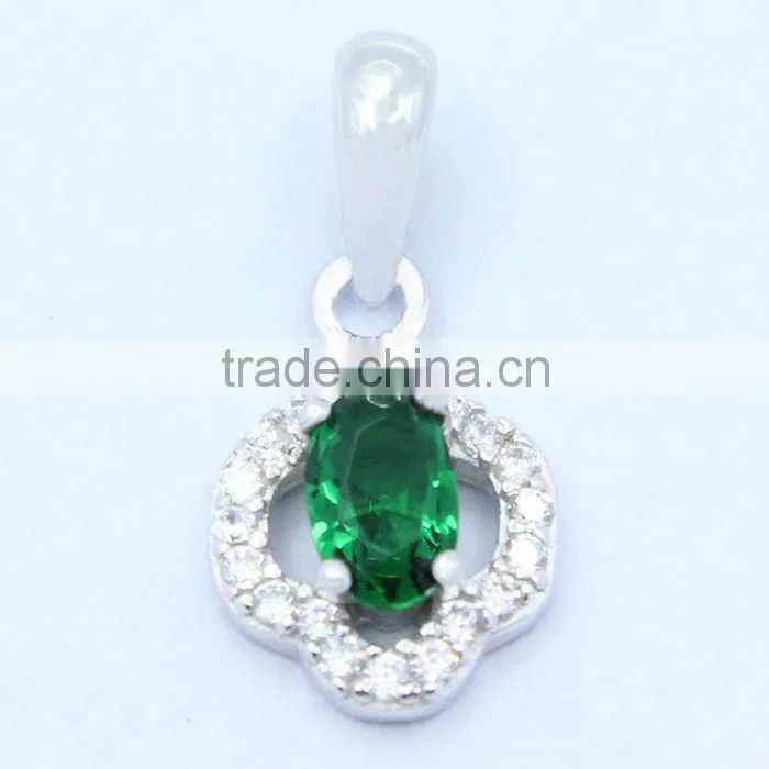 New Product Emerald with White Zircon fashion 925 silver jewelry Pendant