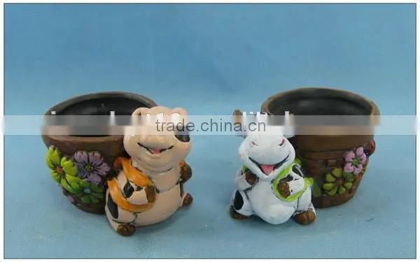Garden decoration ceramic flower pot with animal