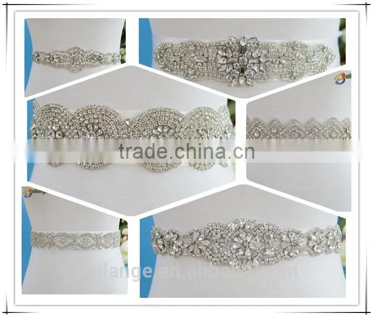 2016 newest design crystal bridal belts for wedding dress