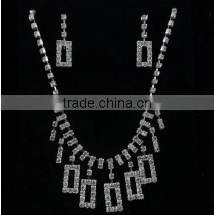 Silver Plated Wedding Jewelry Set 2016 New Women Bridal Jewelry Set Hot Wholesale Rhinestone Necklace Earring Set