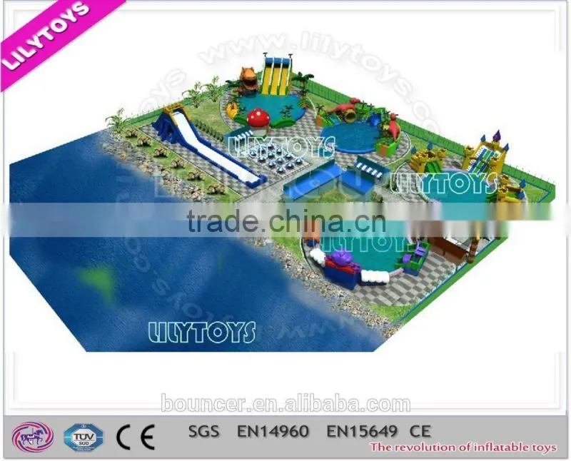 Standard design giant ground water park, inflatable custom moving park,beach amusing park
