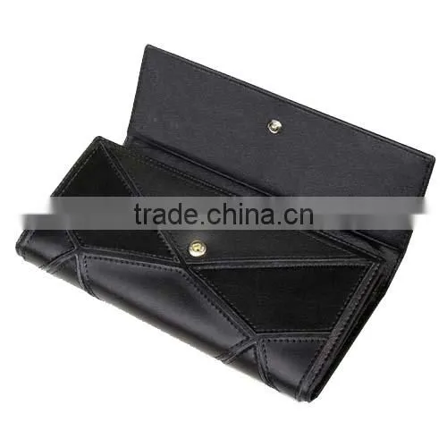 Lady Three Folded Genuine Leather Wallet, Europe and American Fashion Color Match Holder (BCN013)