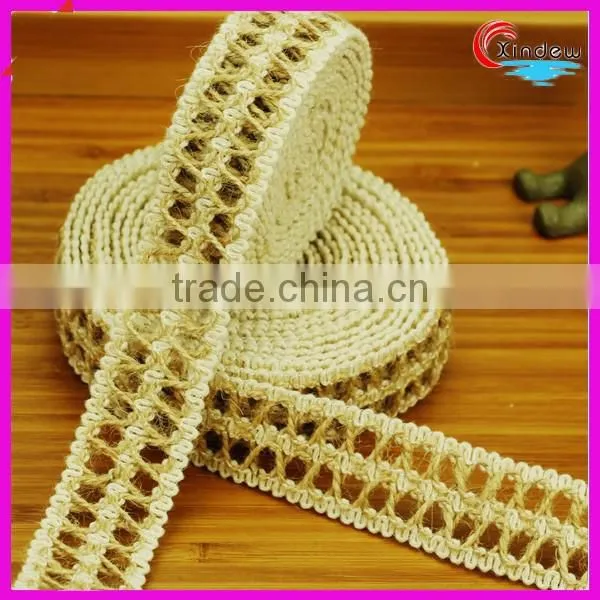 Double Row of 3cm Linen Trimming for Home Decoration