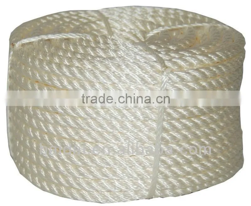 White 3 strand twisted Nylon multifilament rope