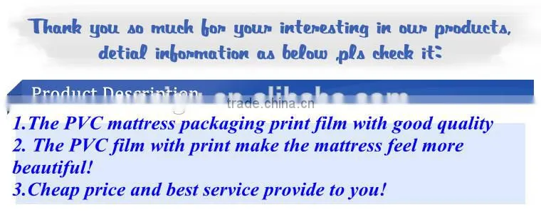2017 china hot sale soft mattress packaging pvc plastic film on roll