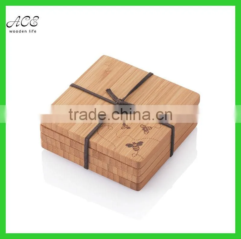 Custom bamboo coasters Laser engraved bamboo coasters Bamboo placemat