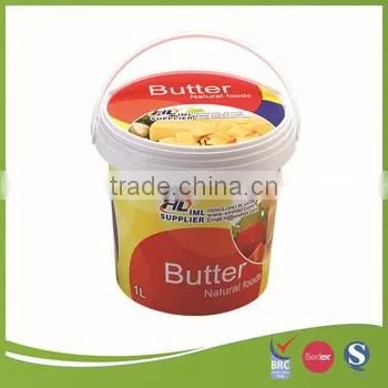 1L IML plastic cream cup with handle and lid