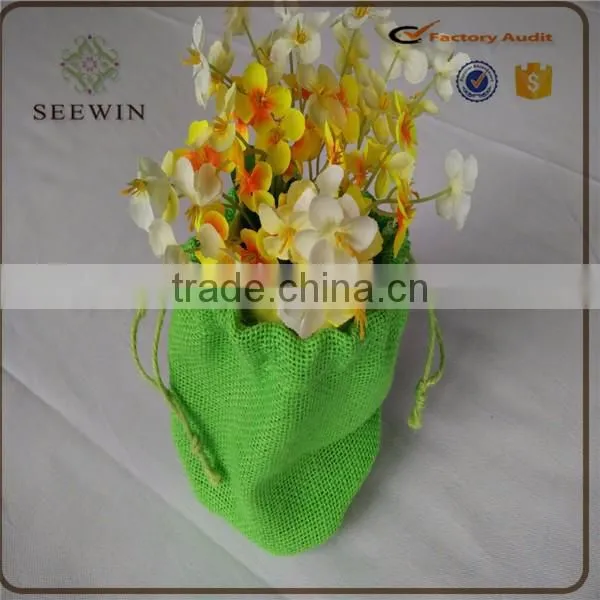 high quality indoor decoration burlap sack fabric plant pots