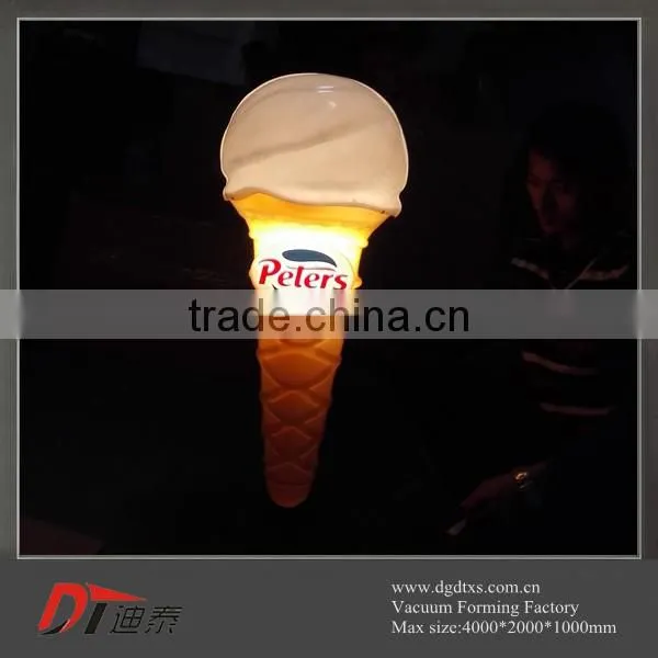 Customized plastic advertising ice cream light by vacuum forming