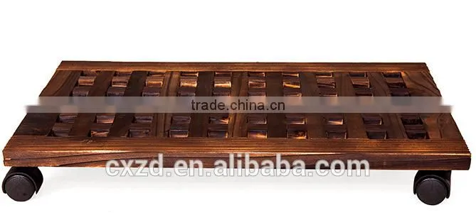 Modern designwood mat with wheels for your flower pot