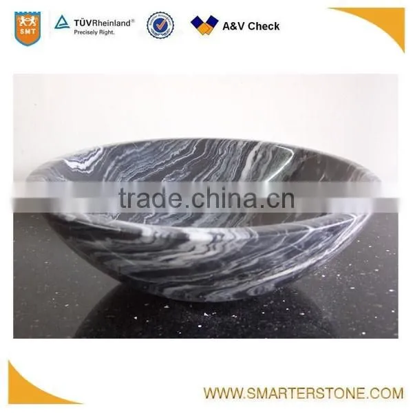 Black and white marble with wooden veins wash basin unique