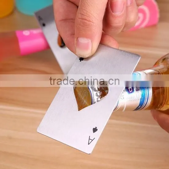 wholesale metal stainless steel poker shape beer bottle opener