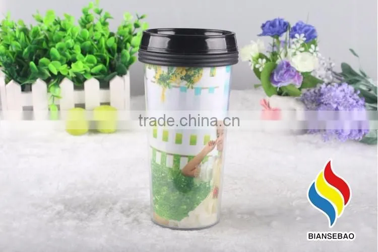 China factory wholesale plastic custom paper insert travel mug cup
