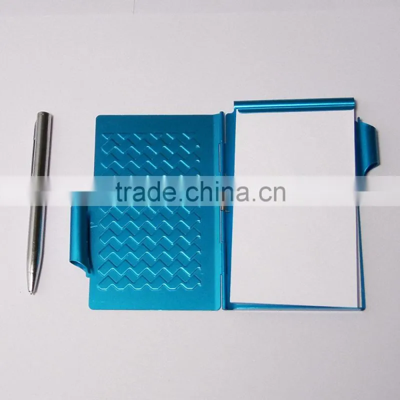 Hot selling novelty metal memo pad holder with pen