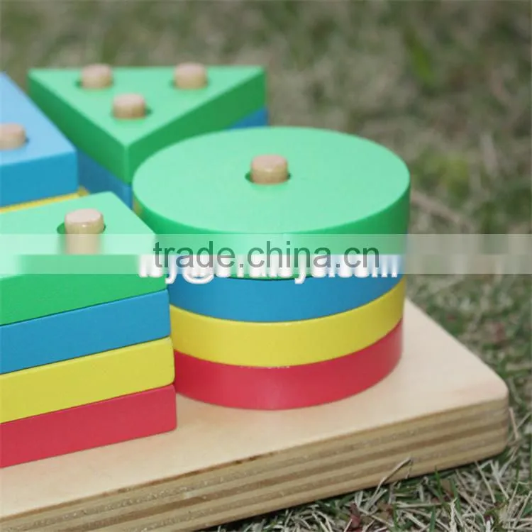 Hot sale preschool geometry shape sort toys wooden baby blocks W13D107