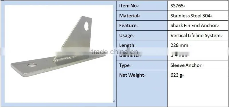 SS-765 Stainless steel Vertical Lifeline System Hollow Wall Anchor