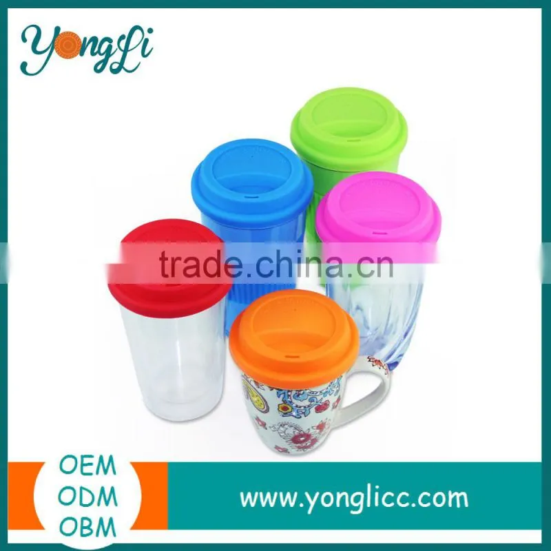 BPA Free Ceramic Coffee Tumbler Mug with Lid 5-Piece Silicone Lid and Sleeve for Cup