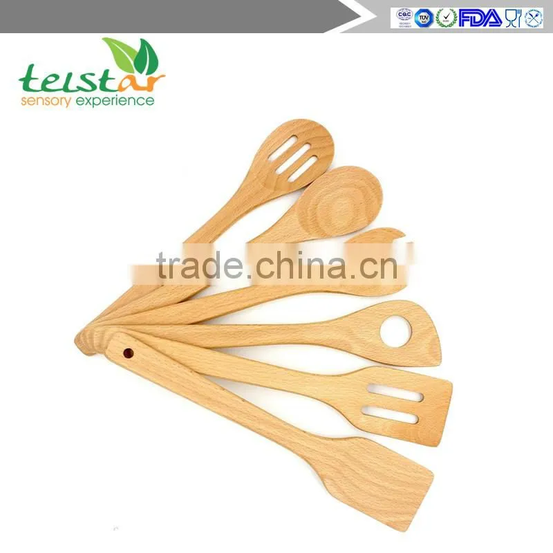 Solid Wood Cooking Spoons and Spatulas Non Stick Wooden Spoon Set Cooking Utensil Set