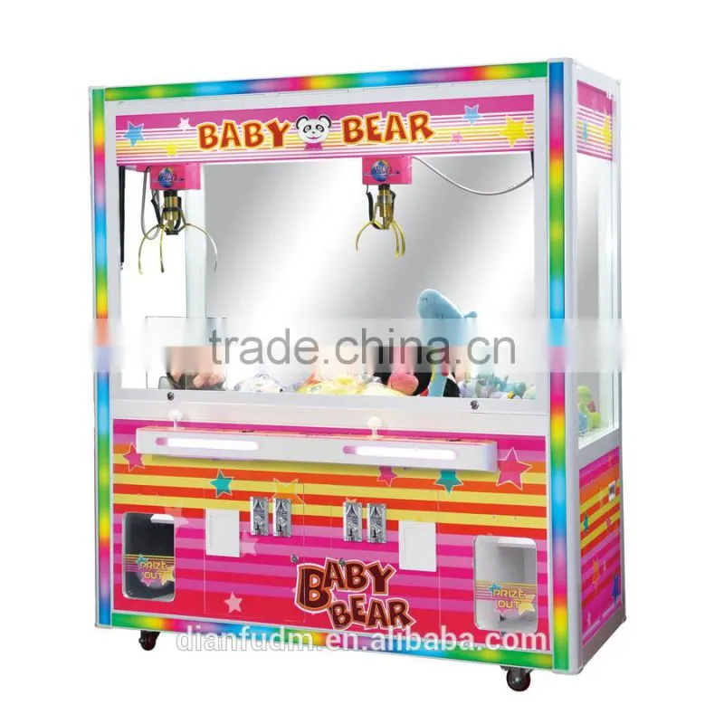 2015 baby bear 2P coin operate claw crane machine/toy crane machine for sale