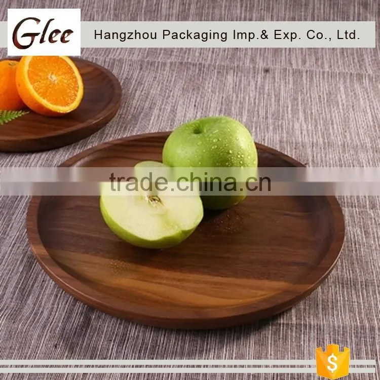 Wonderful finish lovely FSC dinner plate custom wood plate food round wooden plate