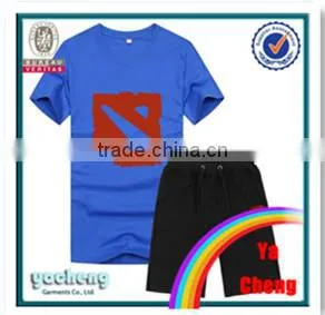 printing short sleeve shirt and pants suits/sport suit men/100% cotton suit men