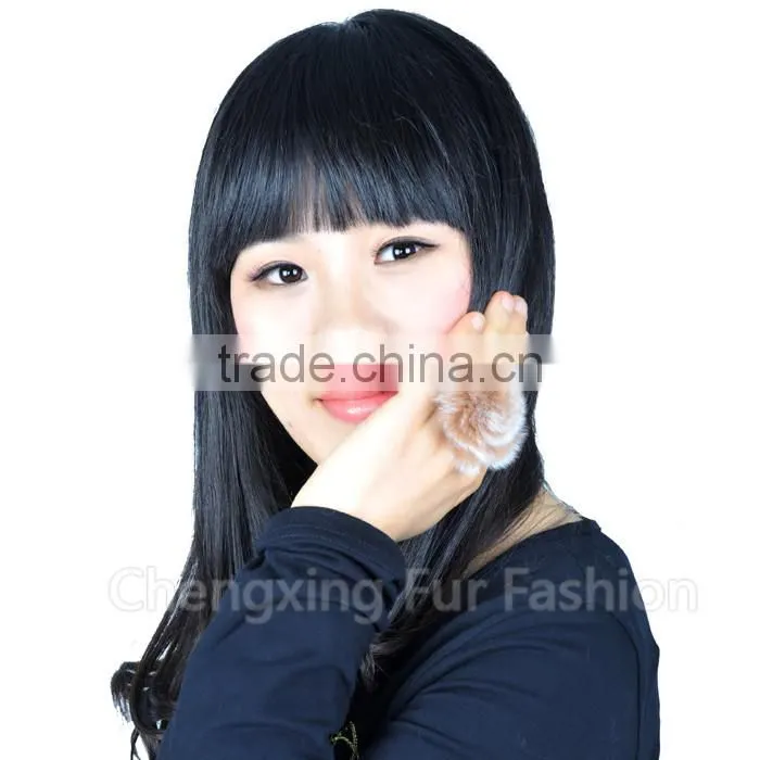 CX-A-64F Rabbit Fur Cute Flower Fashion Ring