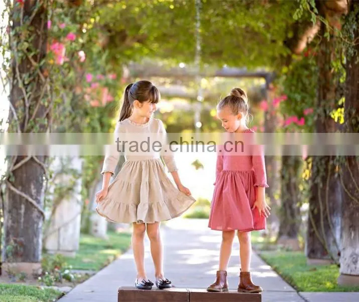 Simple Lovely 2017 Baby Girl Party Dress Children Frocks Designs Linen Dress Baby Girl Clothes