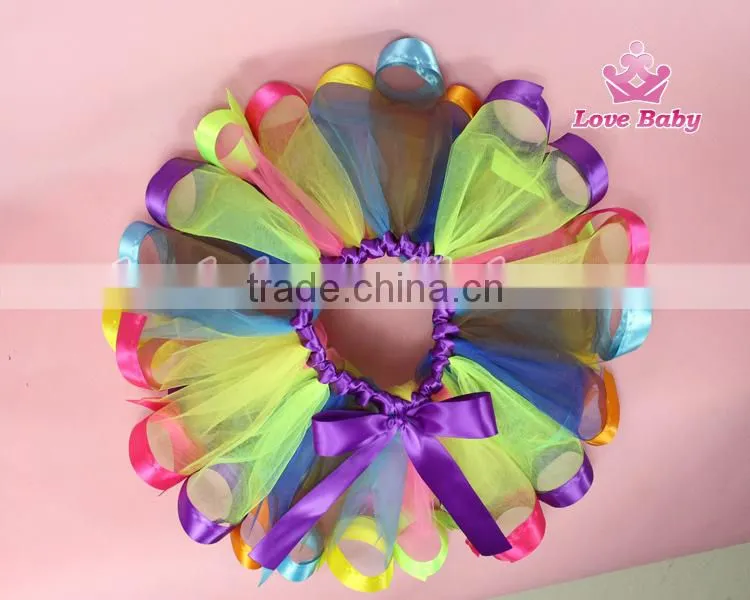 Rainbow Wholesale Princess Dance Girls Puffy Tulle Mini Skirt Baby Fluffy Ruffle Tutu Dress LBLSX-RT5066