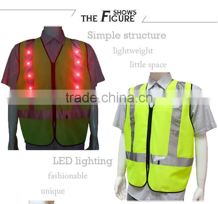 LED high visible workwear vest reflective and lighting