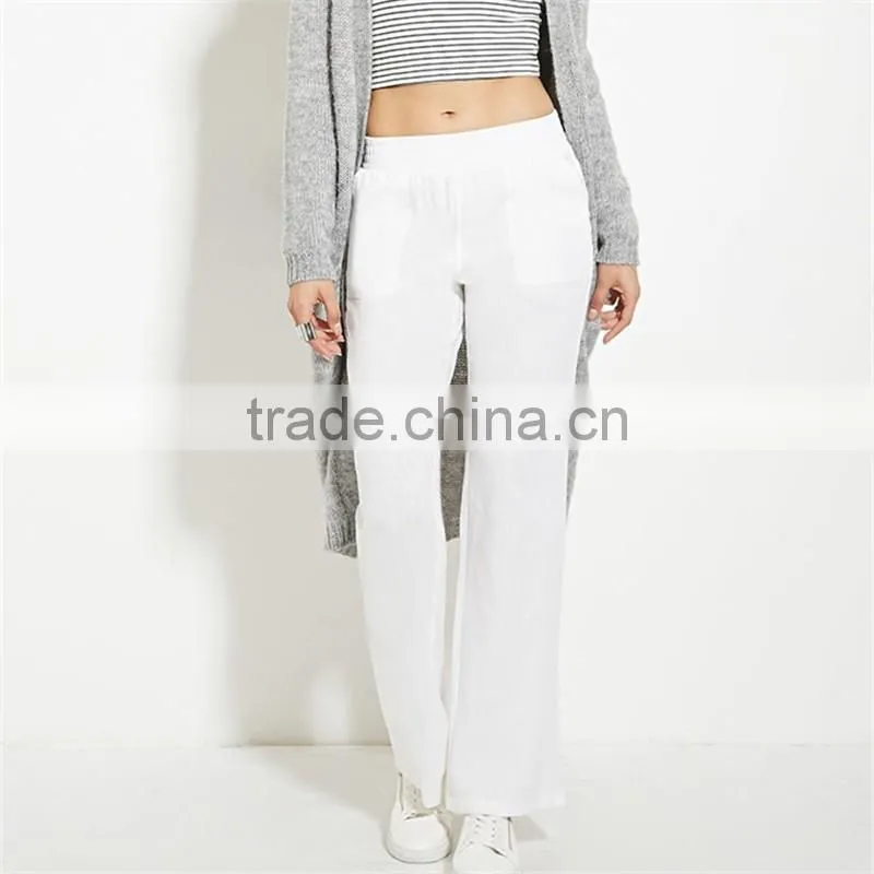 2017 OEM Soft Jogger Trousers Casual Olive Linen Women Pants