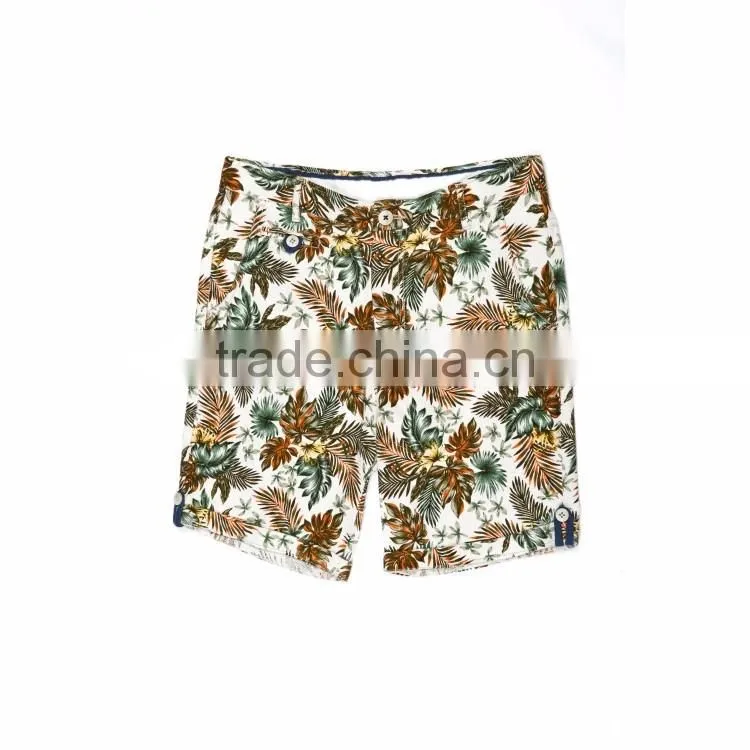 2016 summer wholesale fashion orange print stylish designer cheap cotton short pants for men