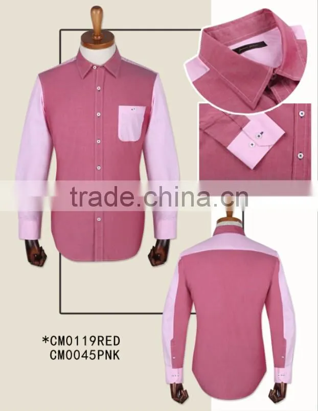 Pink contrast fashionable casual cotton men shirts